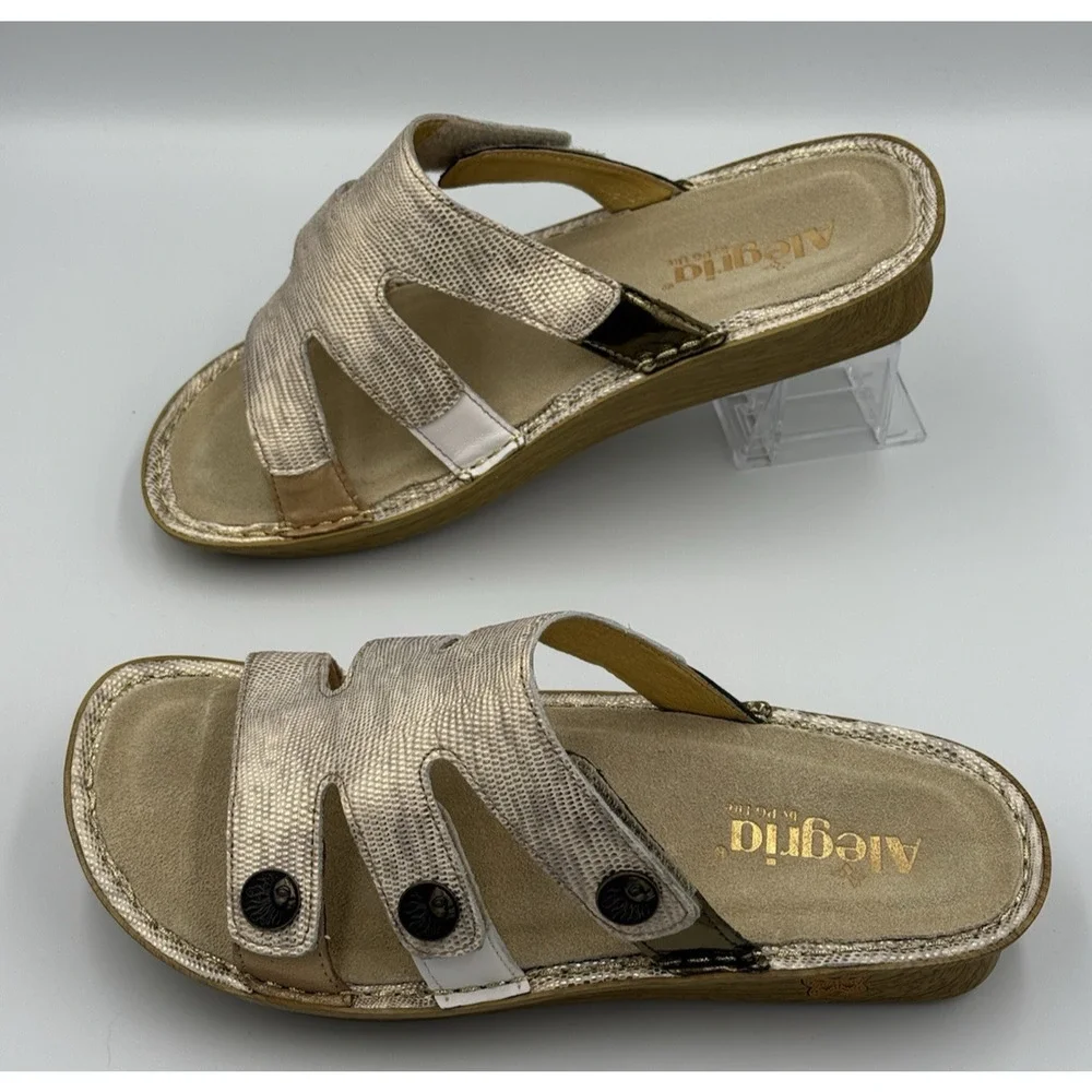 Alegria Venice Sandals Women's Size 9 (39) Gold Your Own Way Leather Comfort NIB - Picture 4 of 11